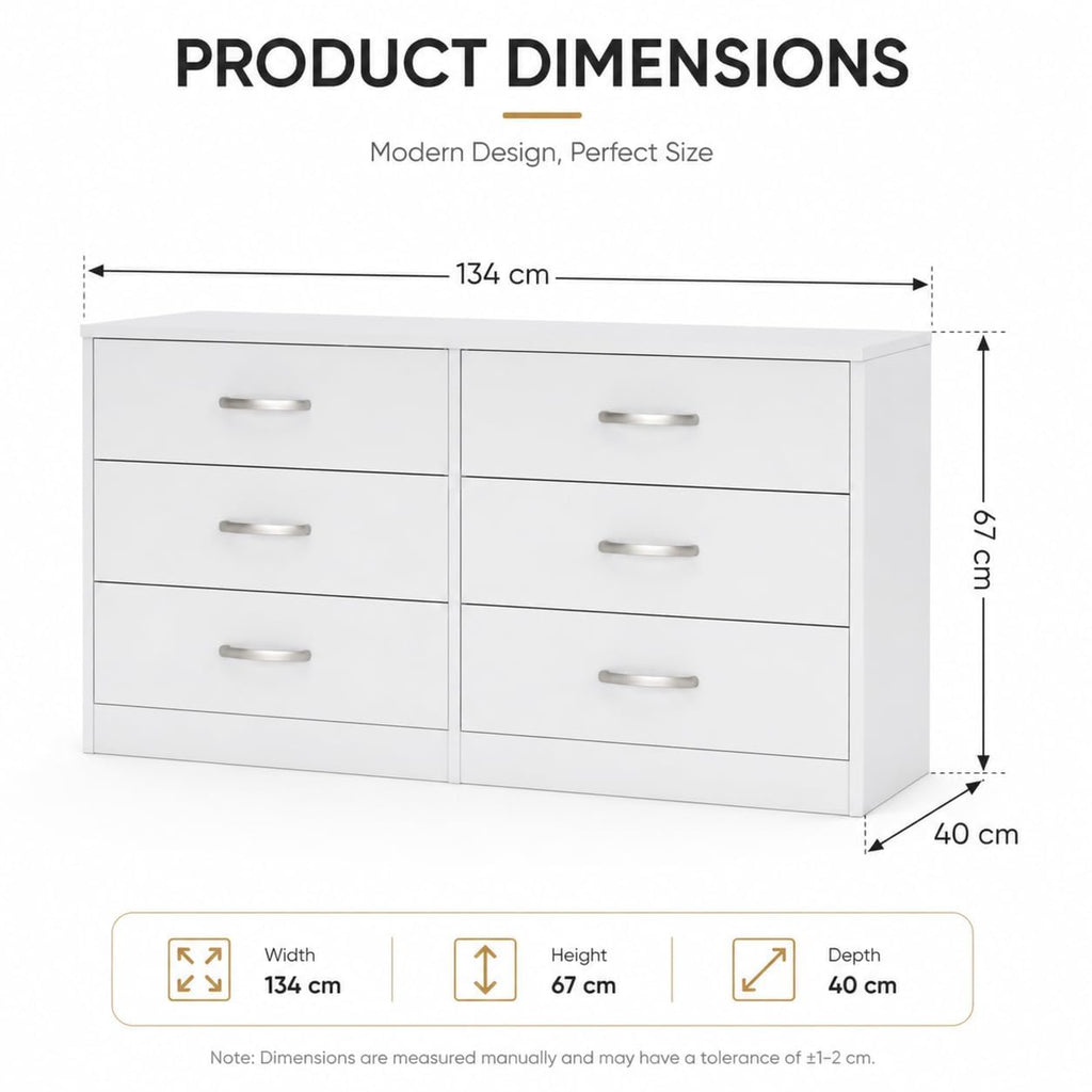 Virella Modern 6 Drawer Dresser Cabinet Bedroom, Living Room & Home Organizer