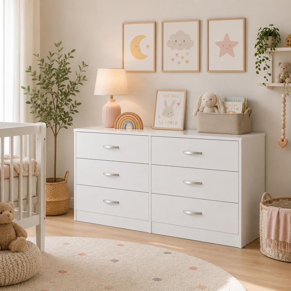 Virella Modern 6 Drawer Dresser Cabinet Bedroom, Living Room & Home Organizer