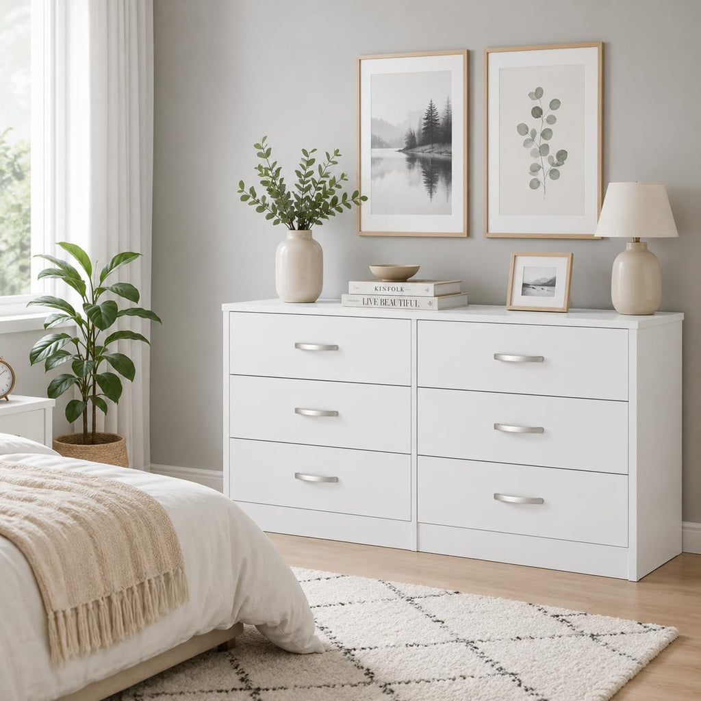 Virella Modern 6 Drawer Dresser Cabinet Bedroom, Living Room & Home Organizer