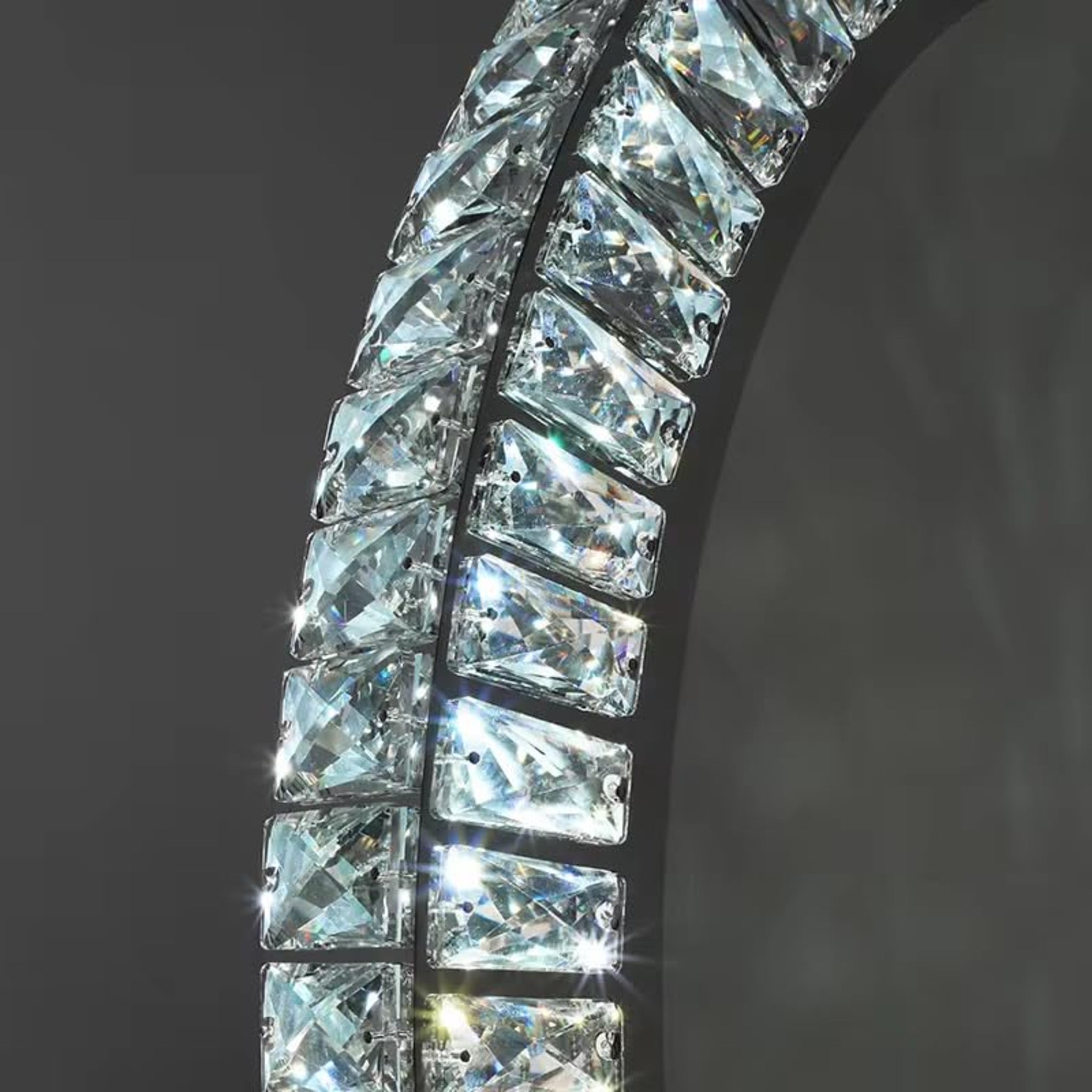 Star luxe Oval Crystal LED Vanity Mirror K9 Crystal Frame with Touch Sensor, Dimmable Backlight & Tabletop