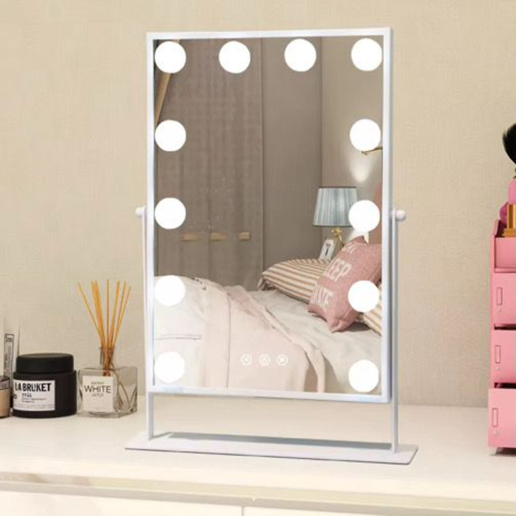 Glownest Tabletop Hollywood Makeup Mirror with LED Lights, Touch Sensor & Dimmable Brightness