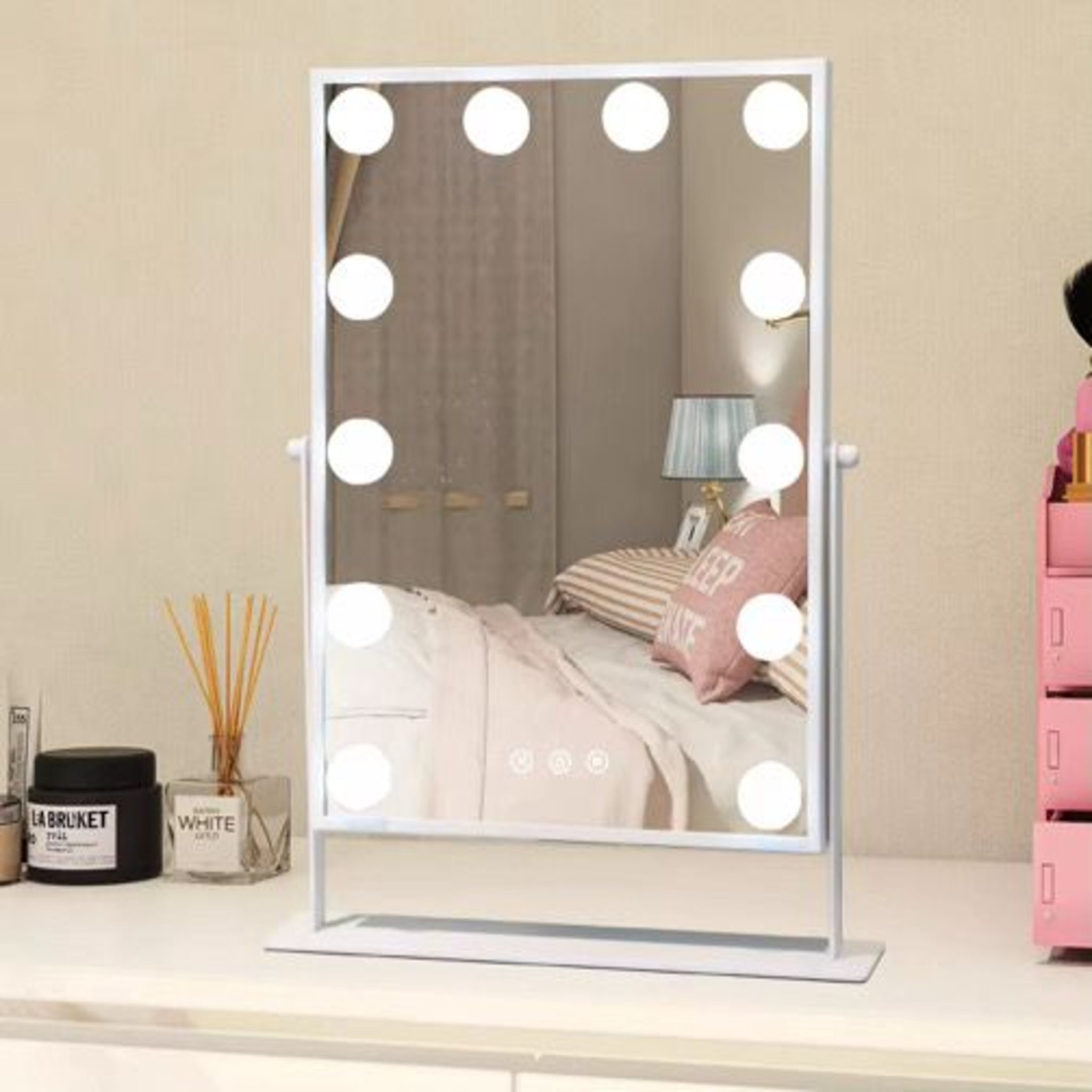 Glownest Tabletop Hollywood Makeup Mirror with LED Lights, Touch Sensor & Dimmable Brightness