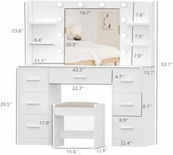 Aquarius LED Vanity Table — White Makeup Desk with Mirror & Storage