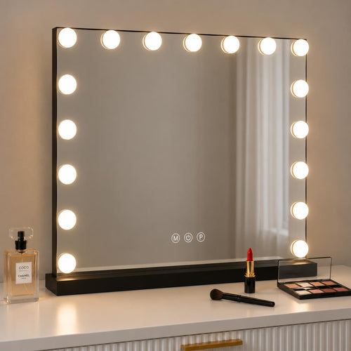 Aureva Hollywood Vanity Mirror with 17 Dimmable LED Bulbs, Touch Control & 3 Color Lighting Modes