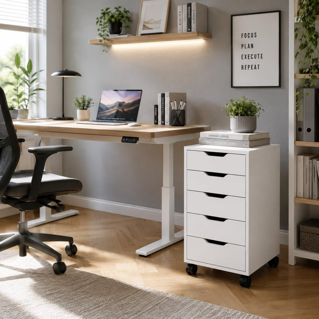 Novara Rolling 5 Drawer Storage Cabinet Drawer Unit with Wheels for Home, Office & Study