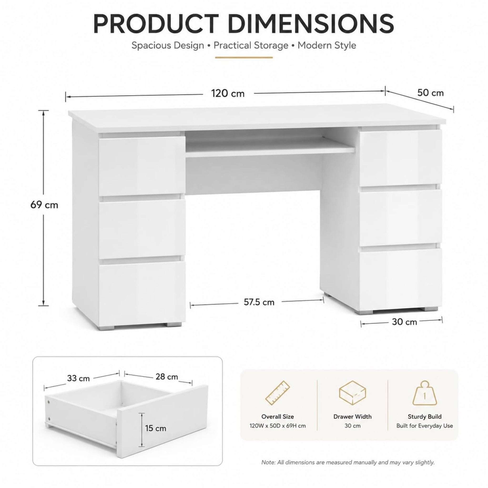 Oaklyn Modern Dressing  Vanity Desk with Multipurpose Makeup & Study Table