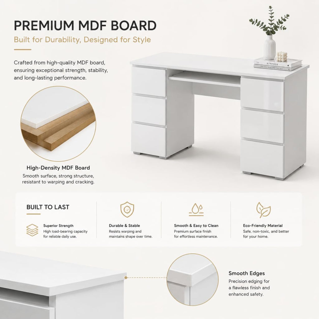 Oaklyn Modern Dressing  Vanity Desk with Multipurpose Makeup & Study Table